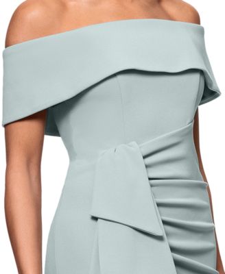 Petite Off-The-Shoulder-Sleeve Draped Gown