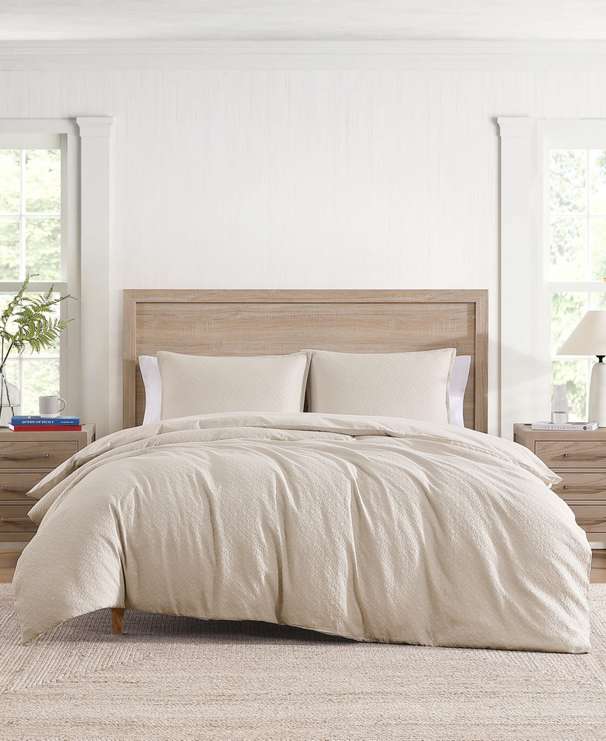 Tommy Hilfiger Monogram Matelasse Duvet Cover Set In Khaki