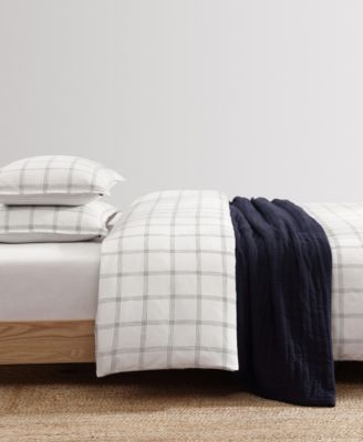 Modern Windowpane Faux Linen 3-Pc. Comforter Set, King