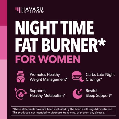 Night Time Fat Burner Capsules for Women, Weight Management for Women, 60ct