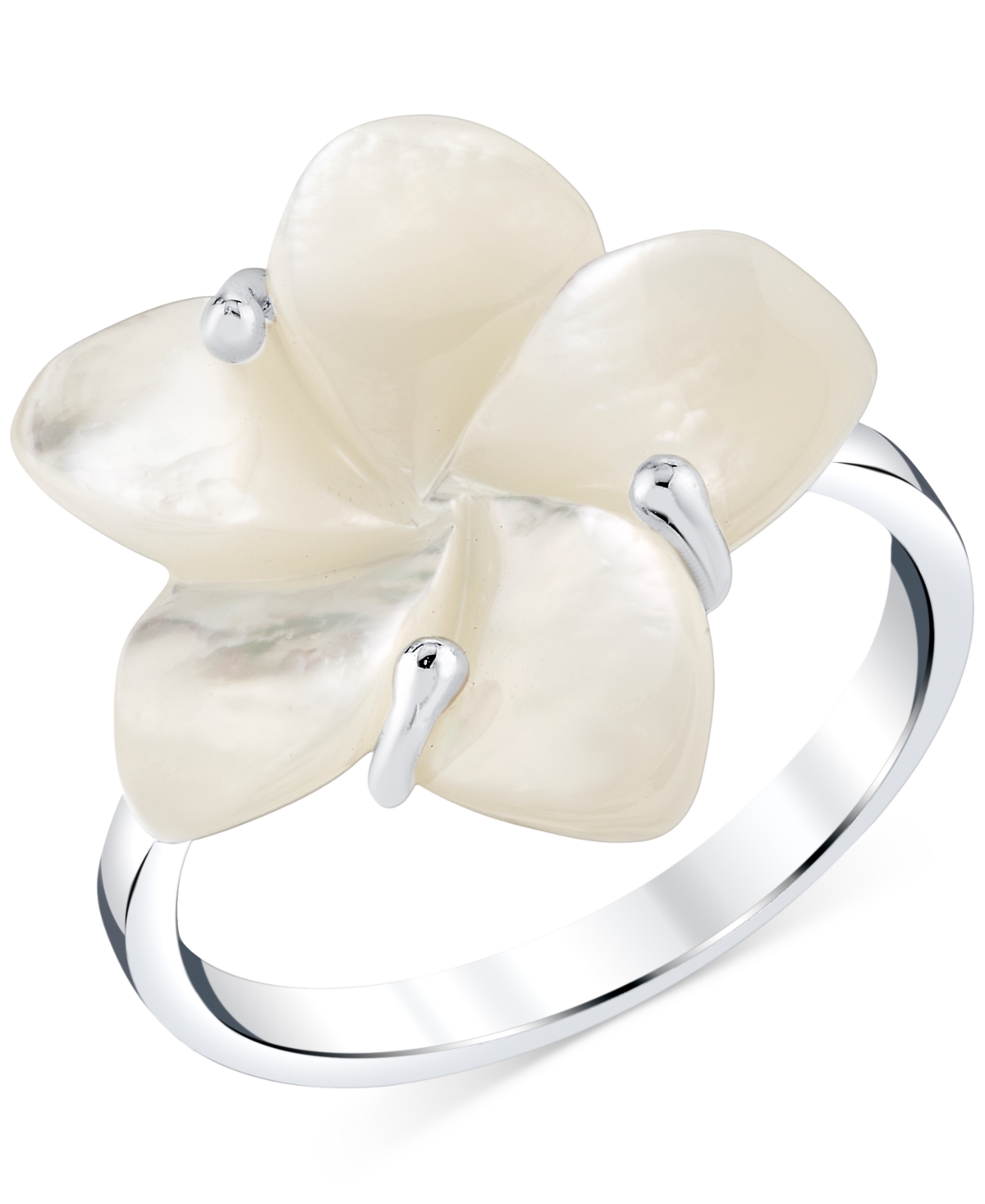 Macy's Mother-of-pearl (18mm) Flower Ring In Sterling Silver In Silver