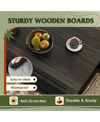 Modern Lift Top Coffee Table,Rustic Coffee Table with Storage Shelf and Hidden Compartment,Wood Lift Tabletop for Home Living Room,Black.