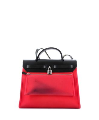 Pre-Owned HERMES 31 Herbag Zip Leather and Toile