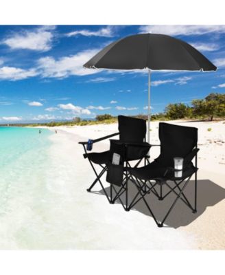 Portable Folding Picnic Double Chair With Umbrella