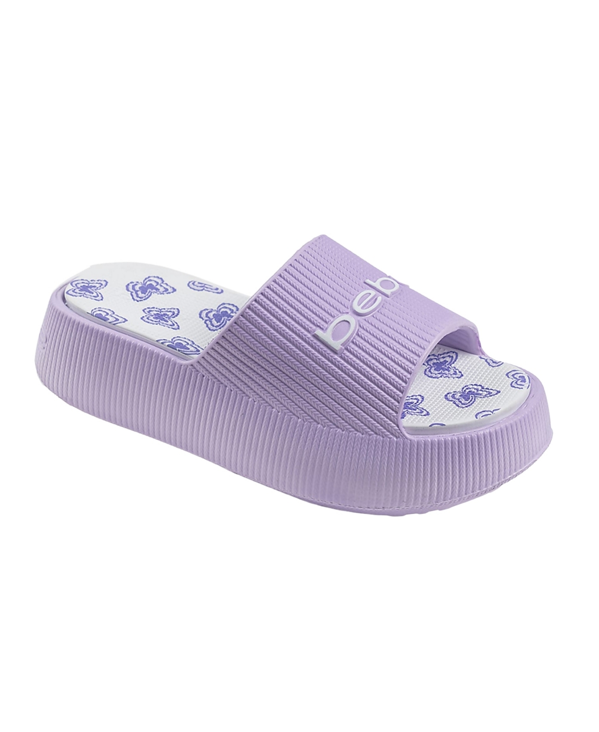 Bebe Little And Big Girls Trendy And Comfortable Summer Platform Slides In Lilac