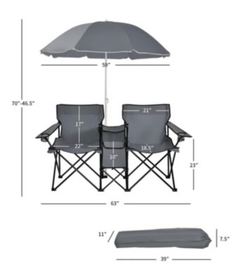 Portable Folding Picnic Double Chair With Umbrella