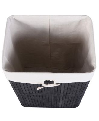 19 Gal Rectangle Laundry Basket Bamboo Clothes Hamper with Handles and Lid