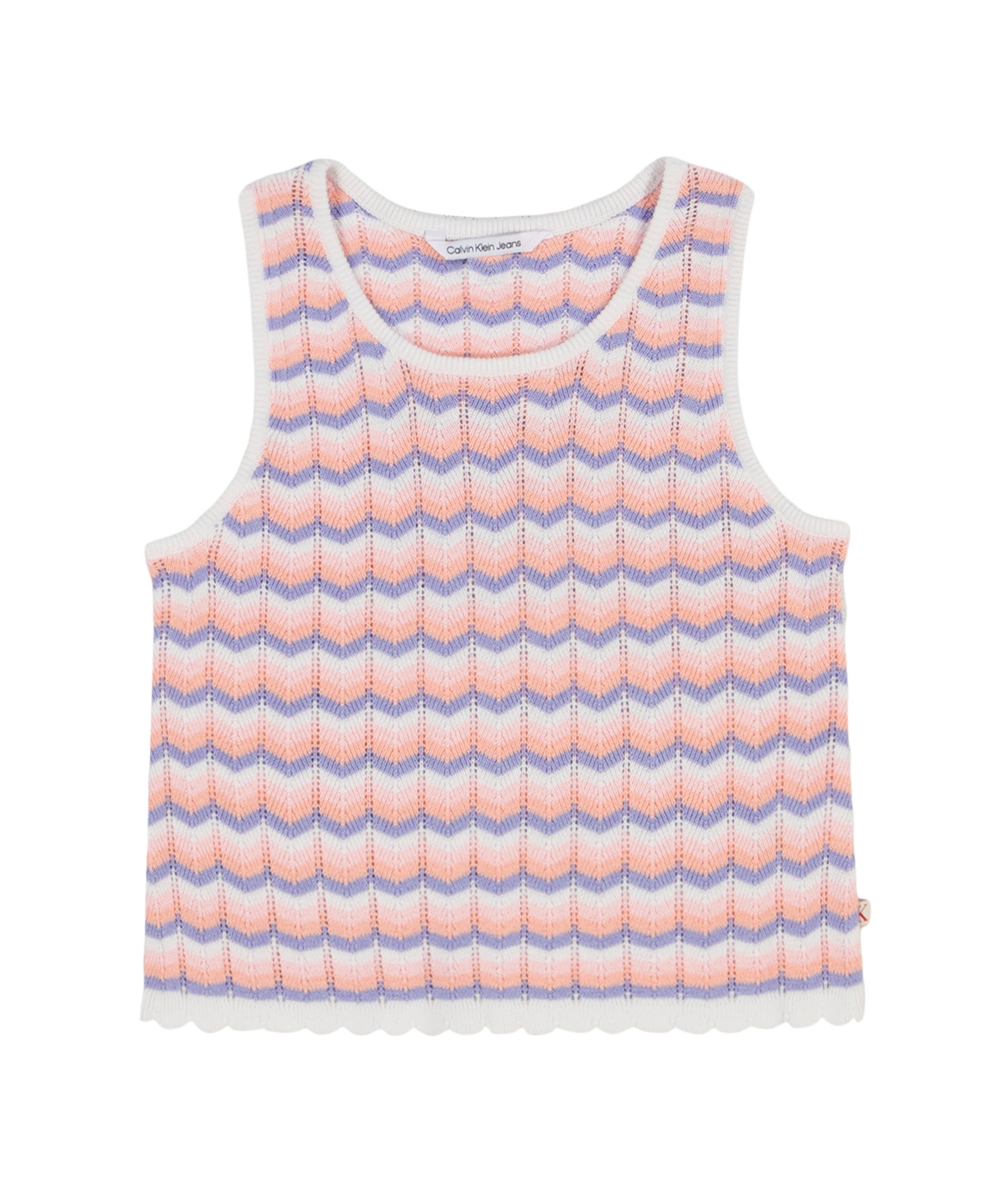Shop Calvin Klein Big Girls Brushed Waffle Vee Tank Top In Multi