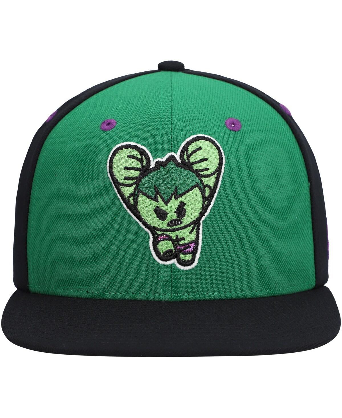 Lids Big Boys And Girls Green Hulk Chibi Glow-in-the-dark Snapback Hat In Green