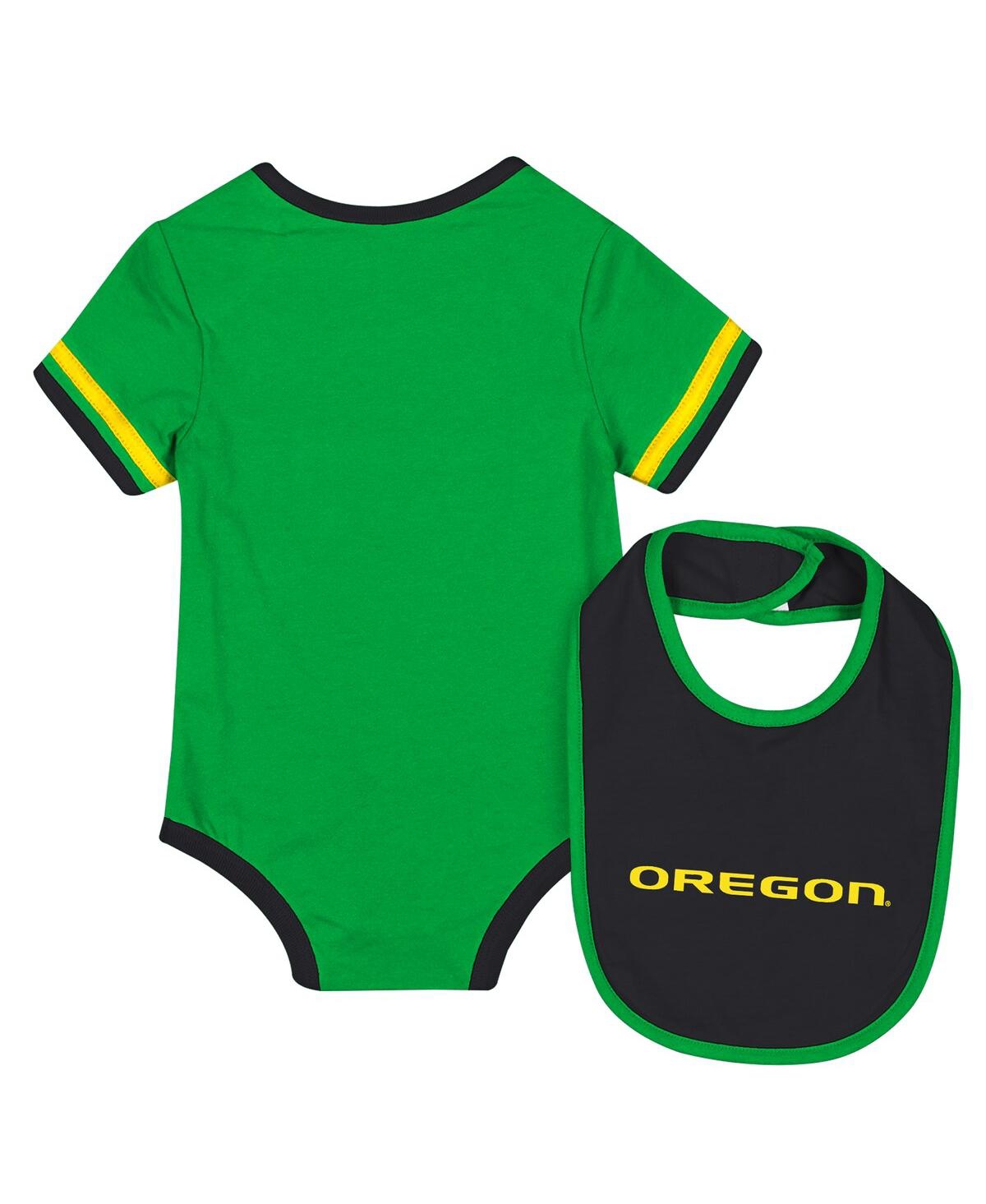 Colosseum Baby Boys And Girls 2-piece Green Oregon Ducks Bodysuit And Bib Set In Green