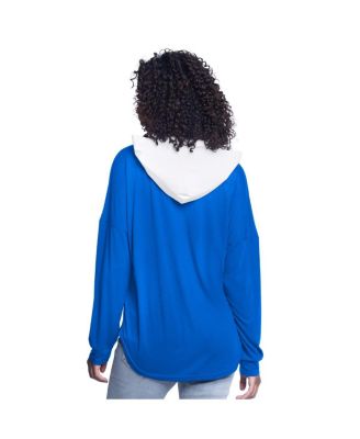Women's Blue Orlando Magic Bench Player Oversized Long Sleeve Hooded Top