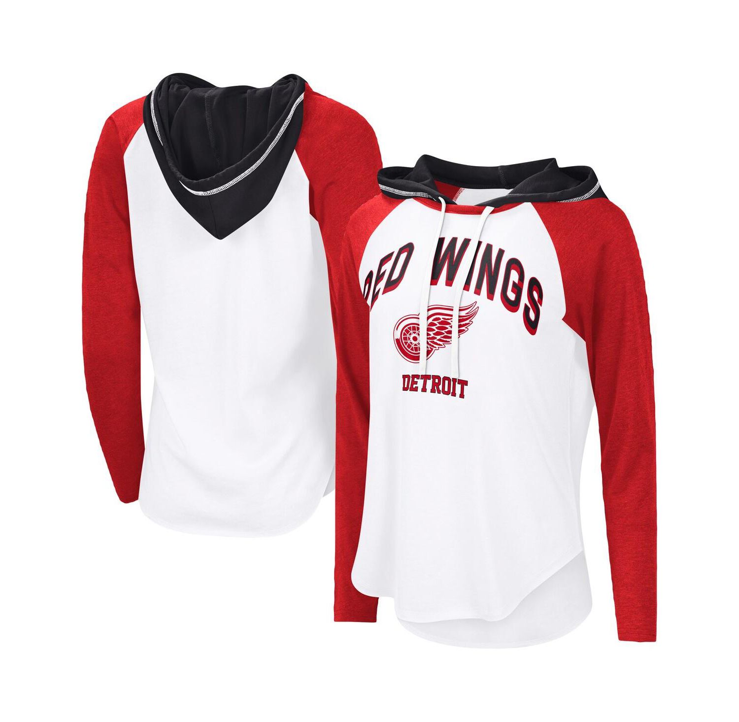 Women's White Detroit Red Wings VIP Raglan Long Sleeve Hoodie T-Shirt