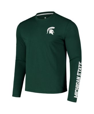 Men's Green Michigan State Spartans Logo Lockup 3-Hit Active Blend Long Sleeve T-Shirt