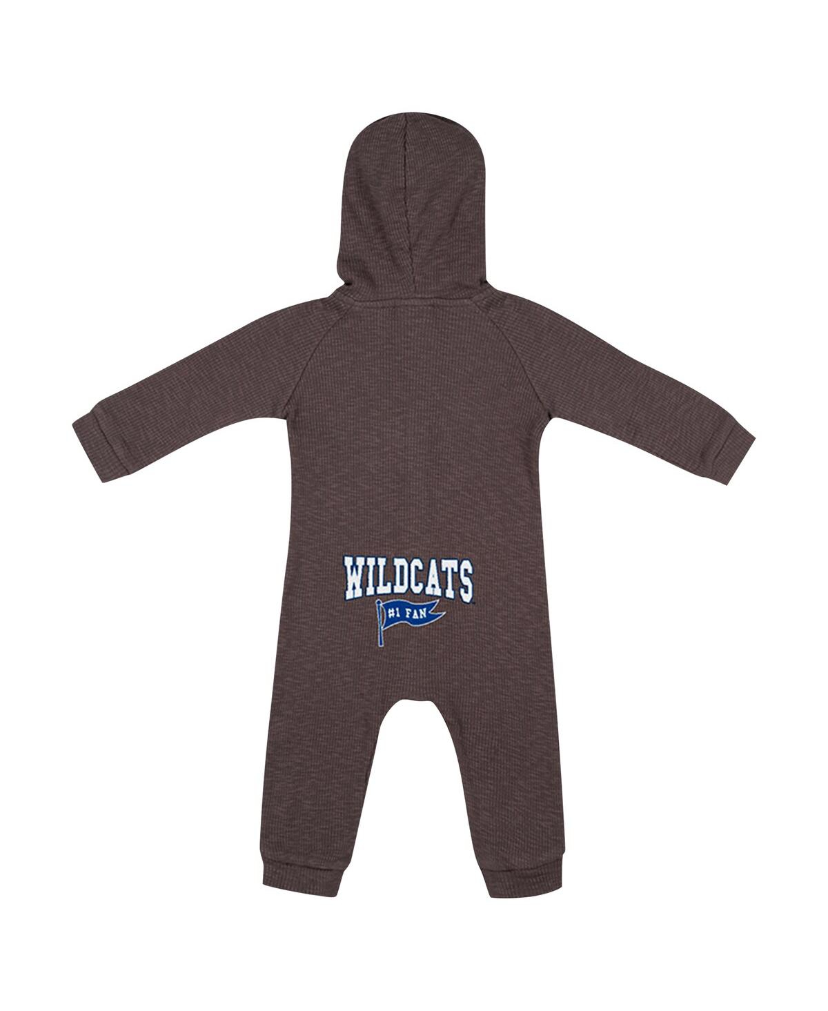 Colosseum Baby Boys And Girls Charcoal Kentucky Wildcats Zando-zan Waffle Full-snap Hooded Romper In Charcoal