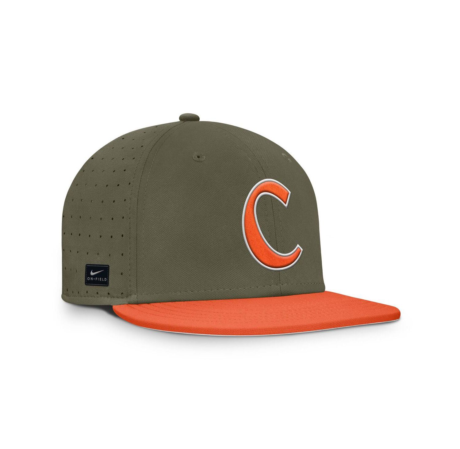 Men's Olive Clemson Tigers On-Field Dugout True Performance Fitted Hat