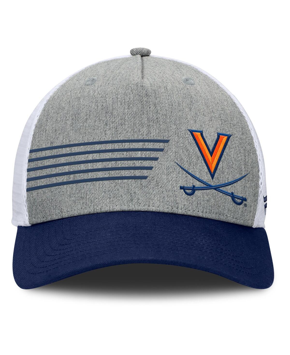 Fanatics Men's Heather Gray/navy Virginia Cavaliers Profile Trucker Adjustable Hat In Gray,navy