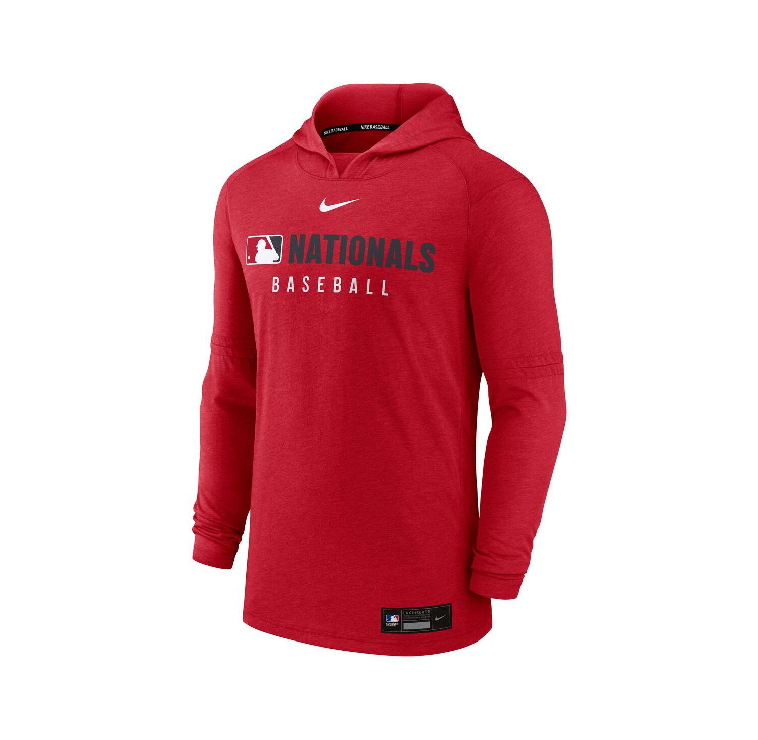 Men's Heather Red Washington Nationals Authentic Collection Tri-Blend Performance Pullover Hoodie