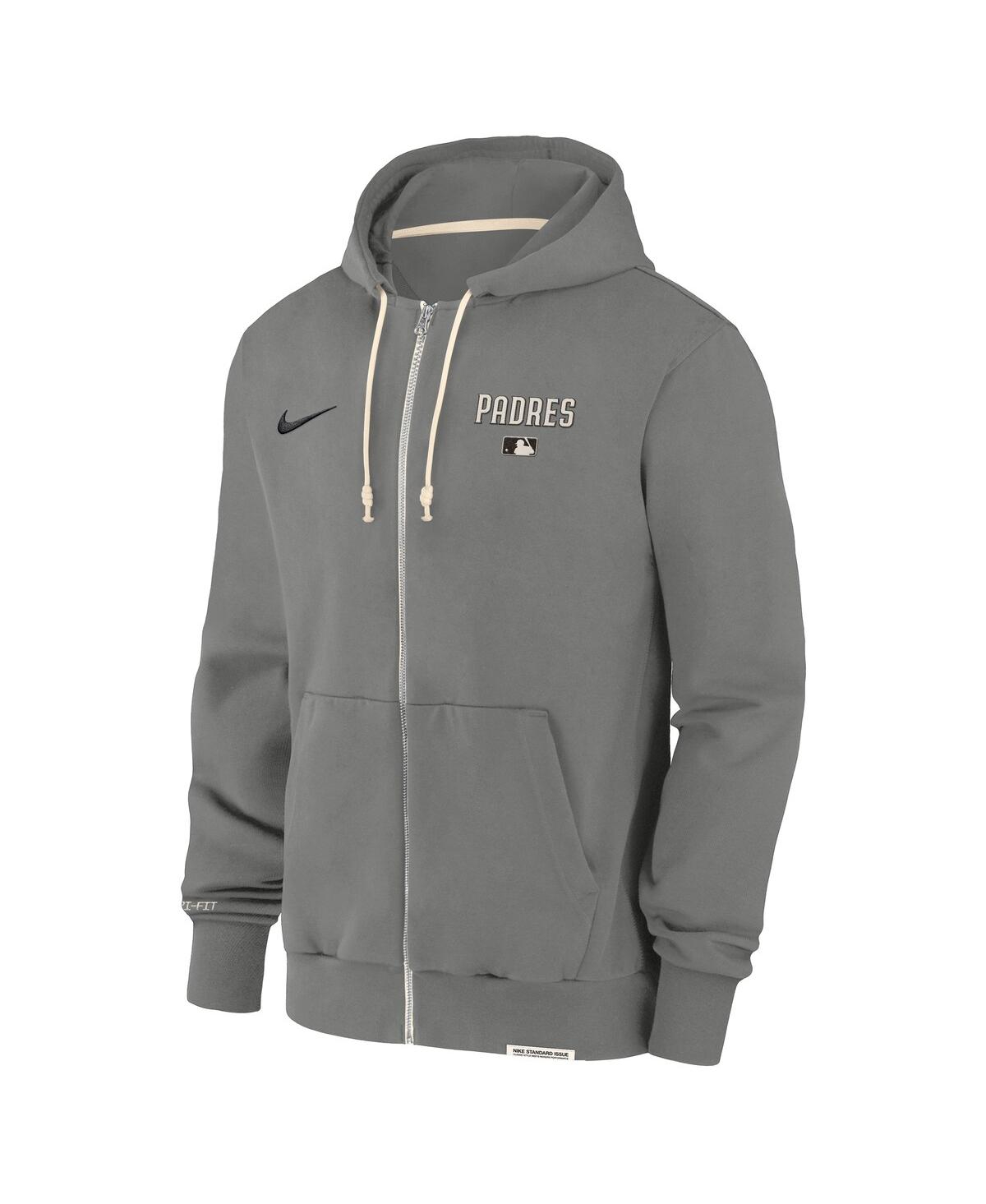 NIKE MEN'S CHARCOAL SAN DIEGO PADRES AUTHENTIC COLLECTION TRAVEL PERFORMANCE FULL-ZIP HOODIE 