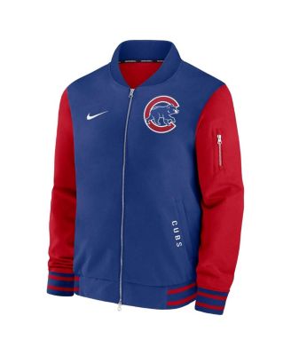 Men's Royal/Red Chicago Cubs Authentic Collection Dugout Full-Zip Bomber Jacket