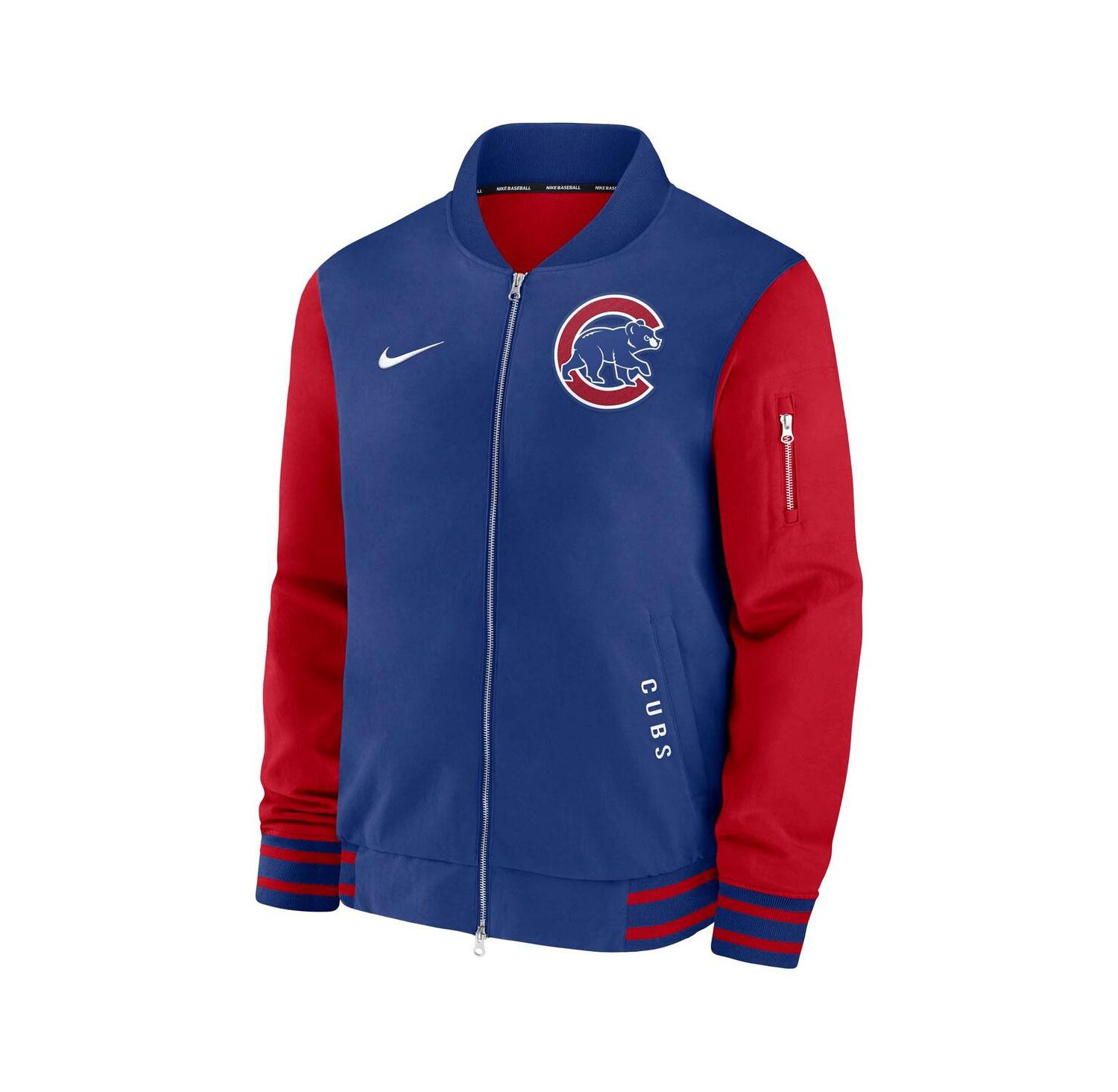Men's Royal/Red Chicago Cubs Authentic Collection Dugout Full-Zip Bomber Jacket