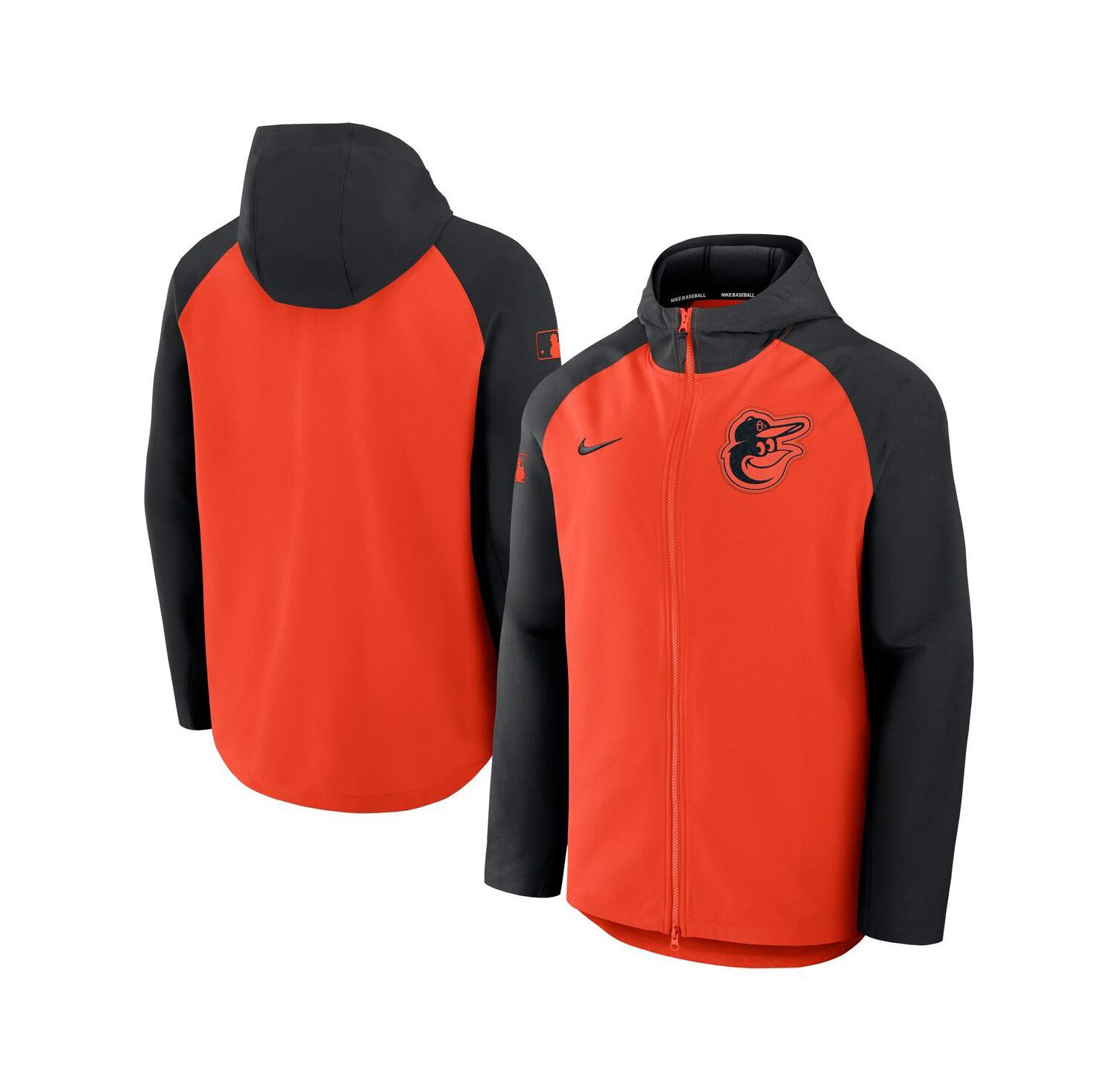 Men's Orange/Black Baltimore Orioles Authentic Collection Raglan Performance Full-Zip Jacket