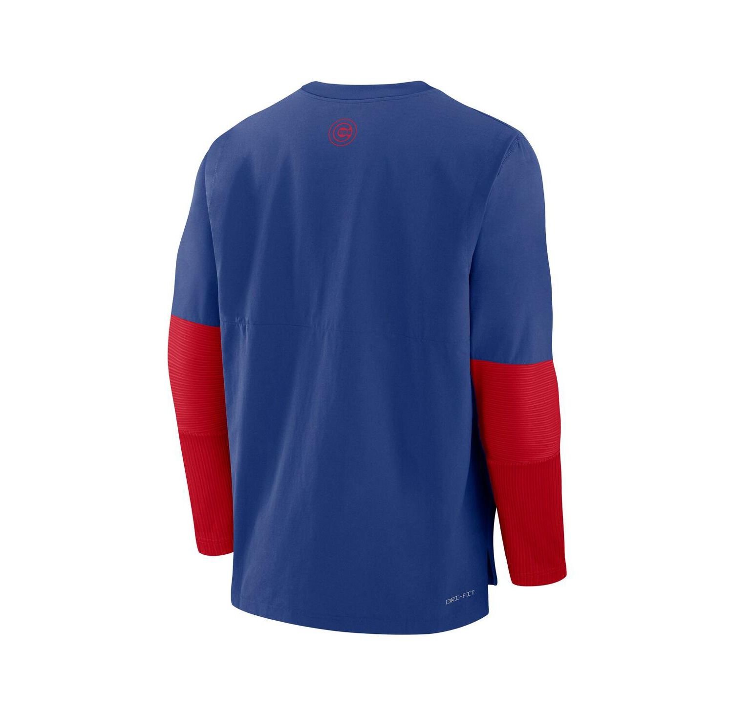 Men's Royal/Red Chicago Cubs Authentic Collection Lightweight Player Tri-Blend Performance Pullover Sweatshirt