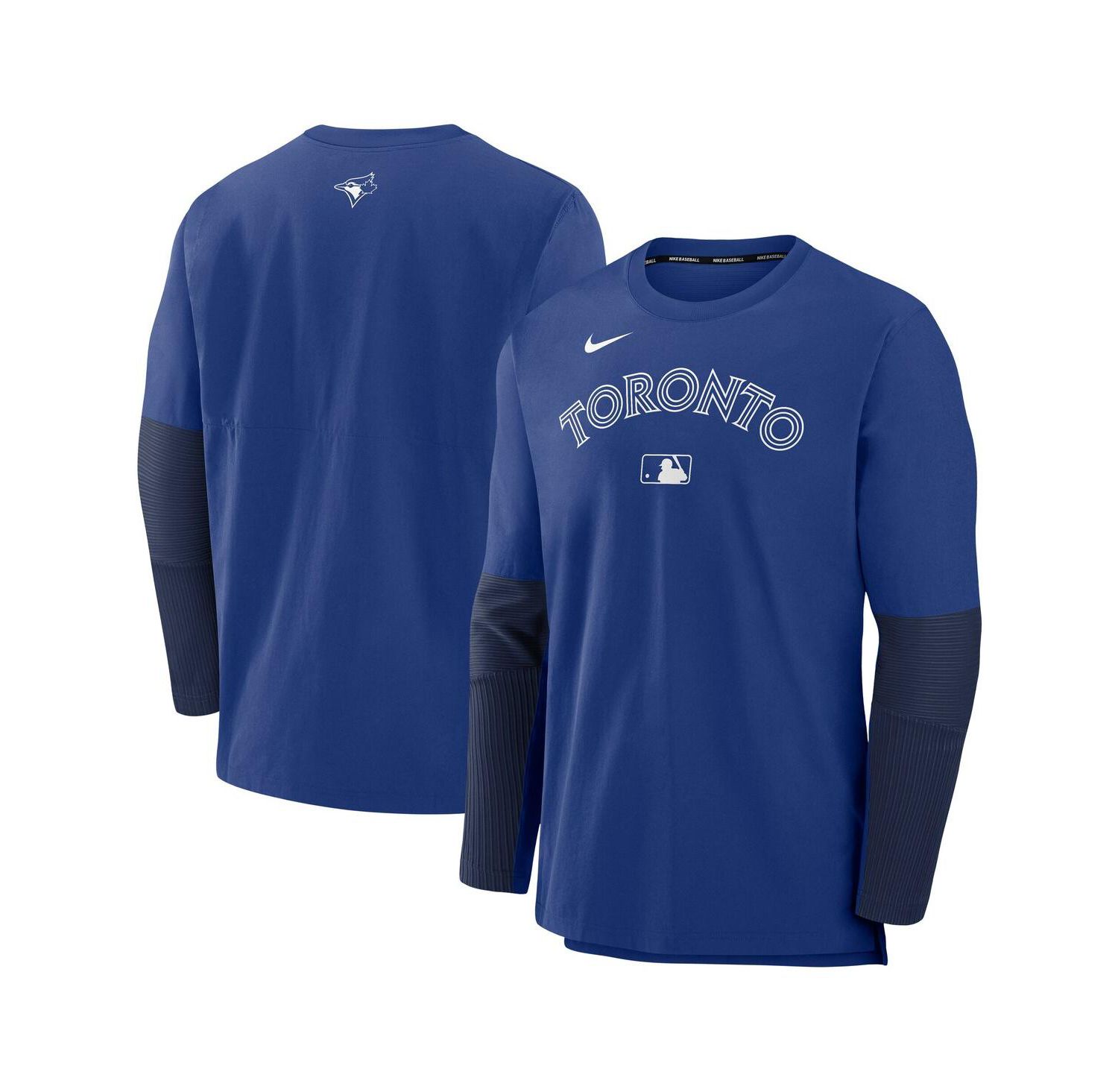 Men's Royal/Navy Toronto Blue Jays Authentic Collection Lightweight Player Tri-Blend Performance Pullover Sweatshirt