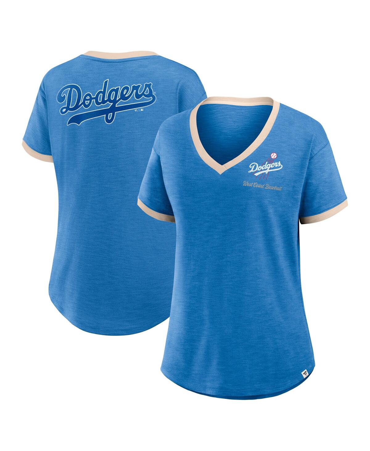 Fanatics Women's Royal Los Angeles Dodgers Binge Worthy Stadium Slub V-neck T-shirt In Royal