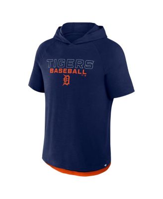 Men's Navy Detroit Tigers Clubhouse Optimal Play Raglan Short Sleeve Pullover Hoodie