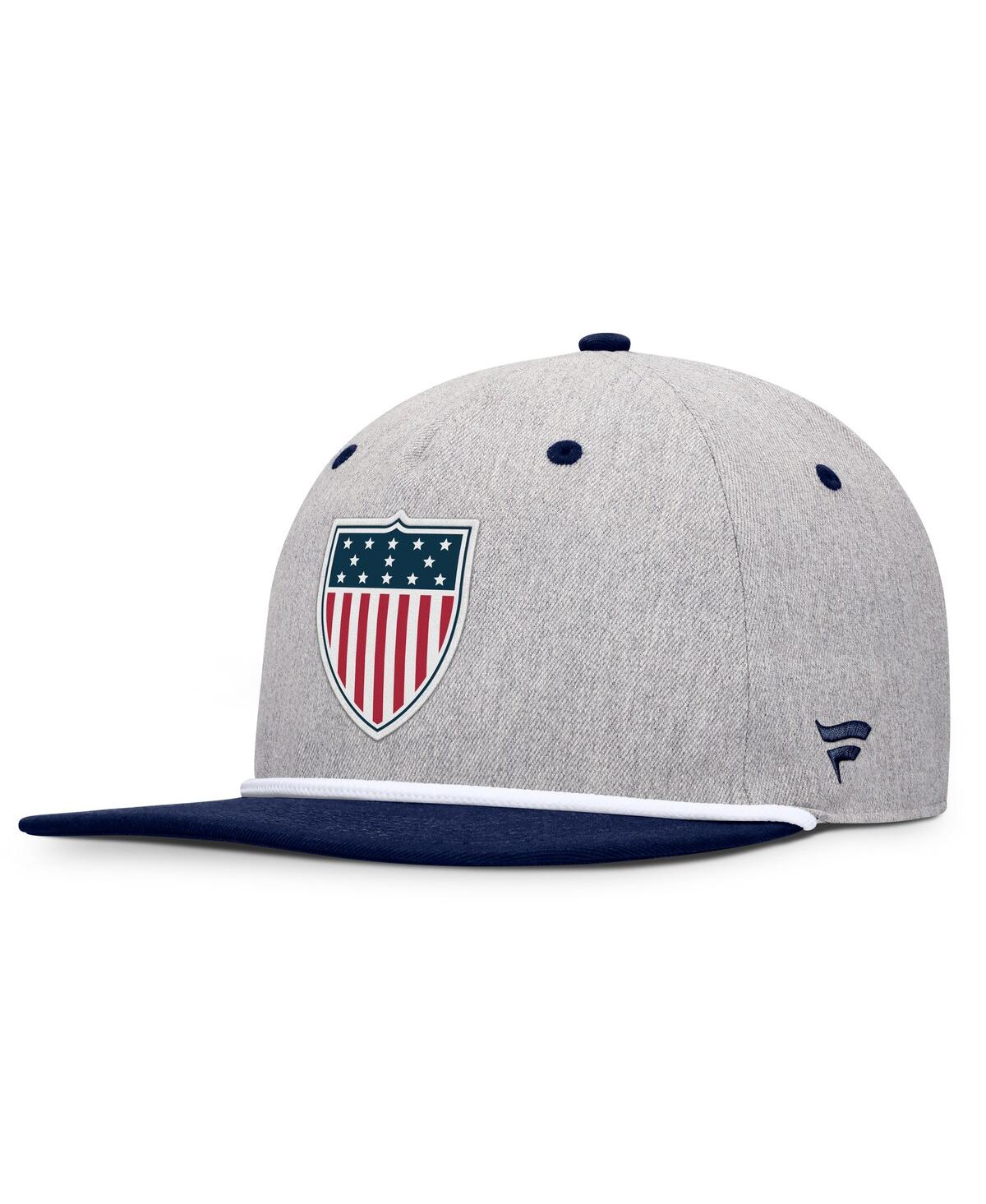 Fanatics Men's Heather Gray/navy Team Usa Eagle Snapback Hat In Heather Gray,navy