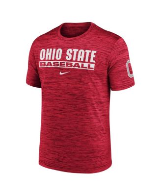 Men's Scarlet Ohio State Buckeyes Velocity Baseball Wordmark Stack Performance T-Shirt