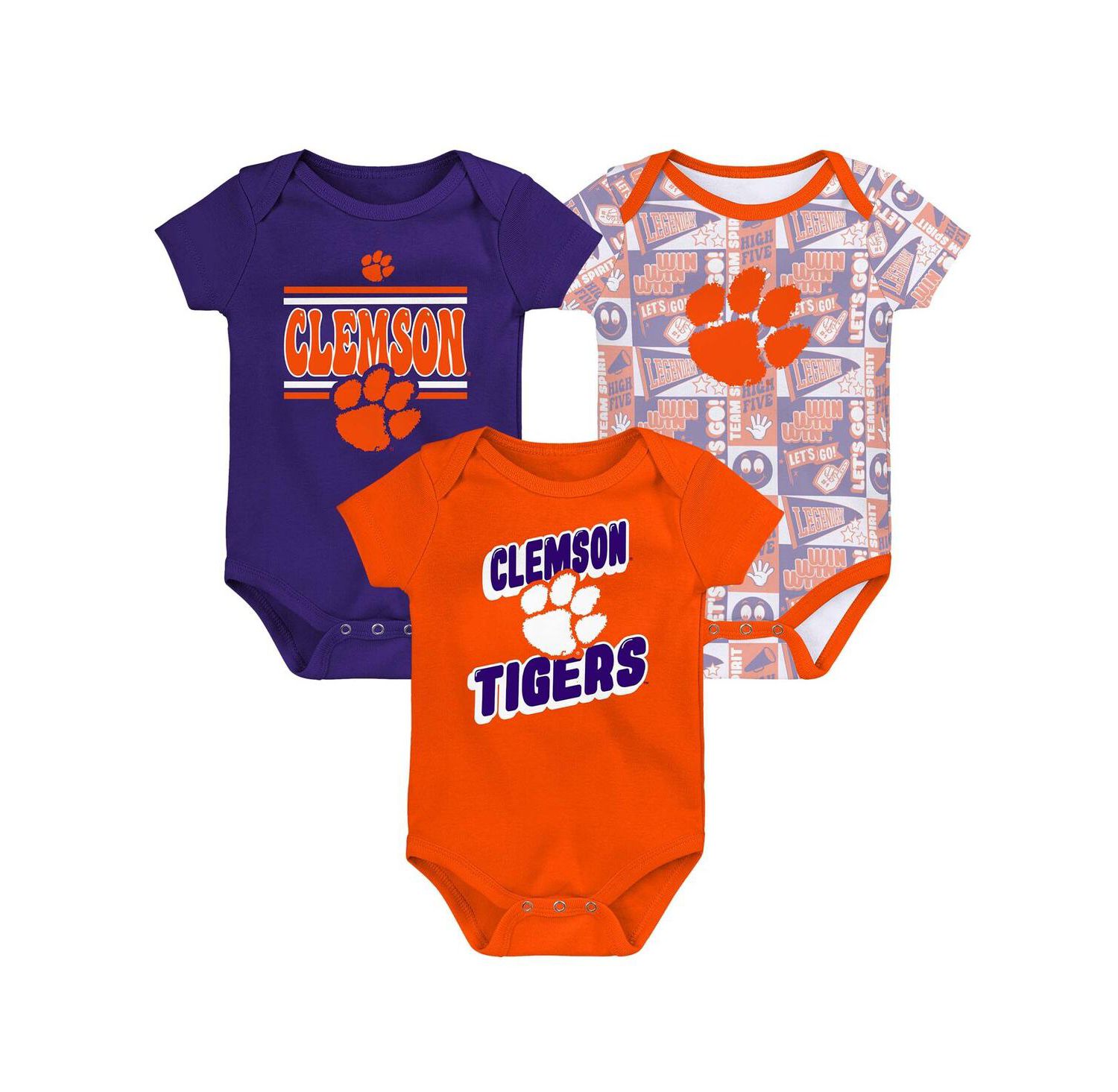 Newborn Orange Clemson Tigers Sunday Comics 3-Pack Bodysuit Set