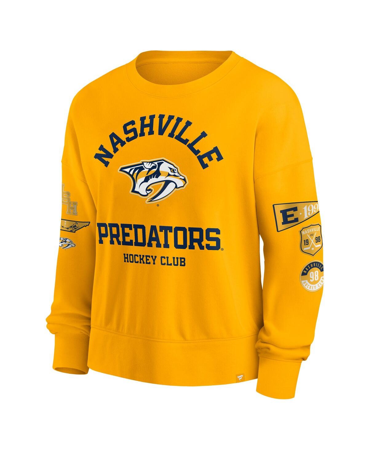 FANATICS WOMEN'S GOLD NASHVILLE PREDATORS GO TEAM PULLOVER SWEATSHIRT 