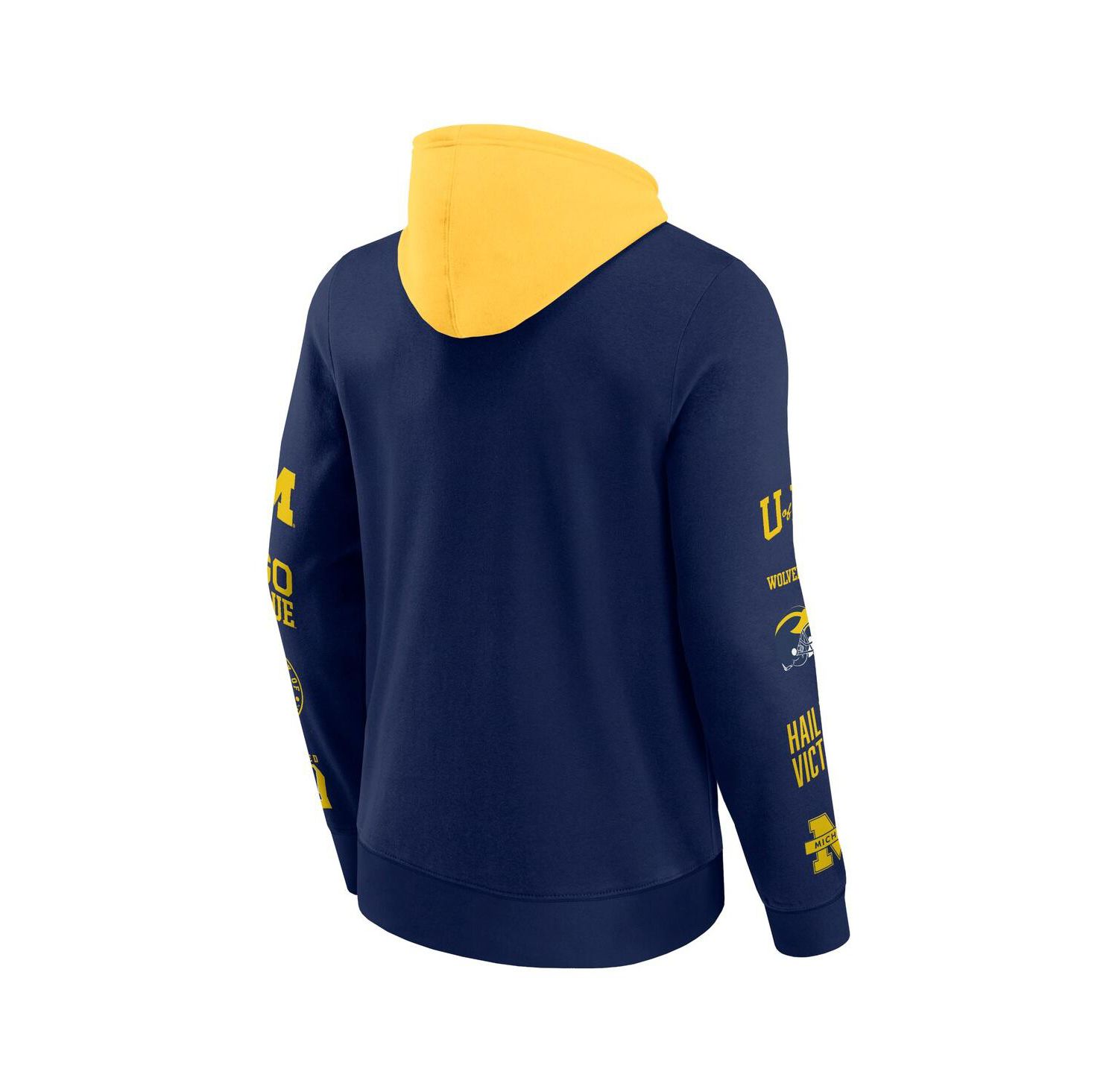 Men's Navy/Maize Michigan Wolverines Color Block Badge Fleece Pullover Hoodie