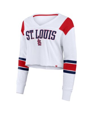 Women's White St. Louis Cardinals Stretch Cropped Fashion Long Sleeve T-Shirt