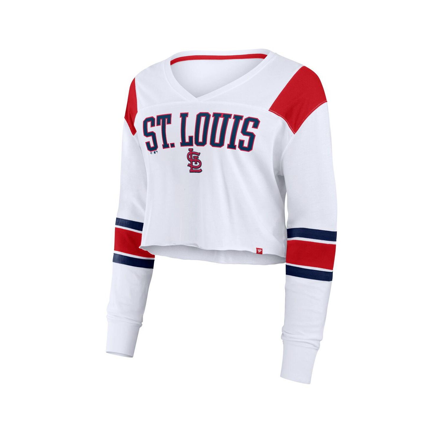 Women's White St. Louis Cardinals Stretch Cropped Fashion Long Sleeve T-Shirt