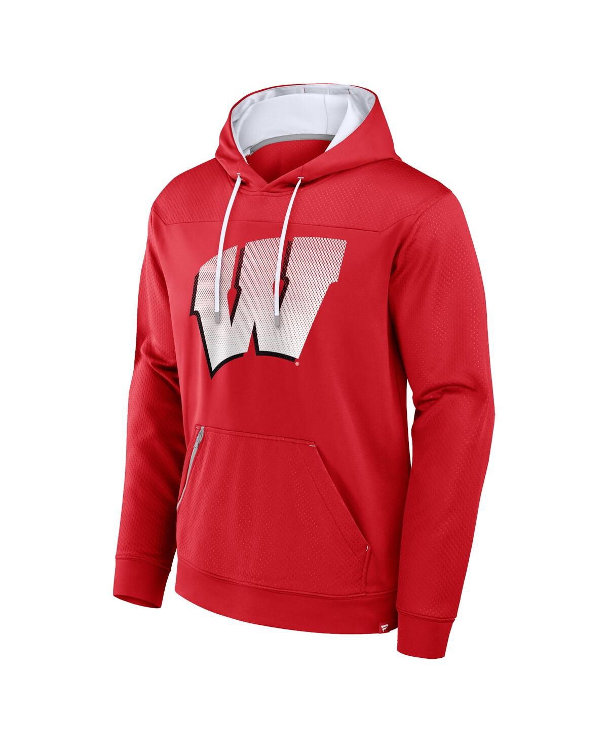 Fanatics Men's Red Wisconsin Badgers Defender Dot Faded Primary Pullover Hoodie In Red