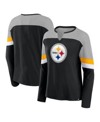 Fanatics - Women's Black Pittsburgh Steelers Chevron Long Sleeve Fashion Top
