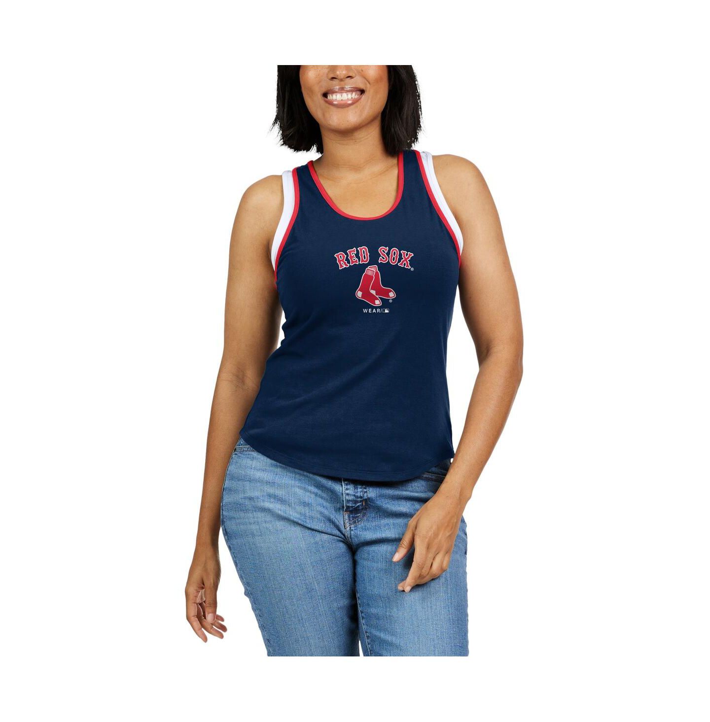 Женский топ WEAR by Erin Andrews Navy Boston Red Sox Color Block Racerback — фото 2