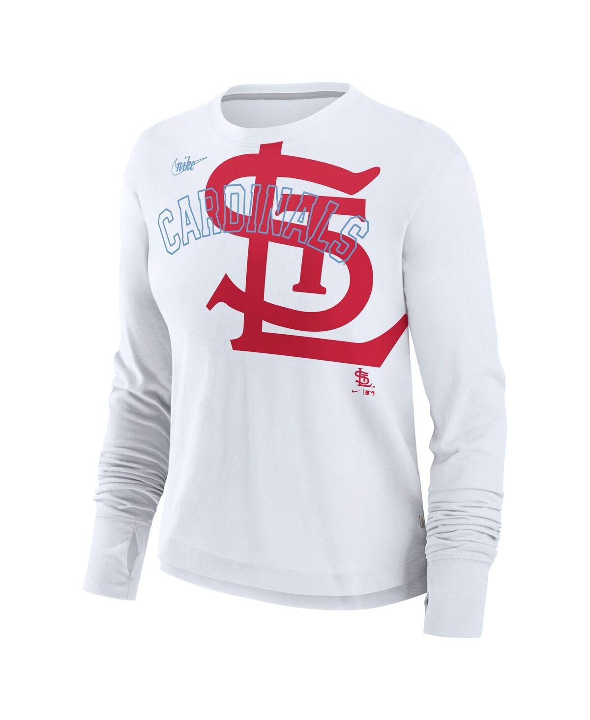 Nike Women's White St. Louis Cardinals Cooperstown Collection Long Sleeve T-shirt In White