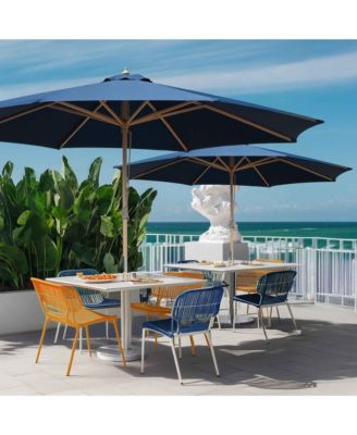13FT Large Outdoor Patio Umbrella UV30+ Wood 8 Rib Pole for Table Beach Yard Garden Wedding Deck Cafe Pool Navy