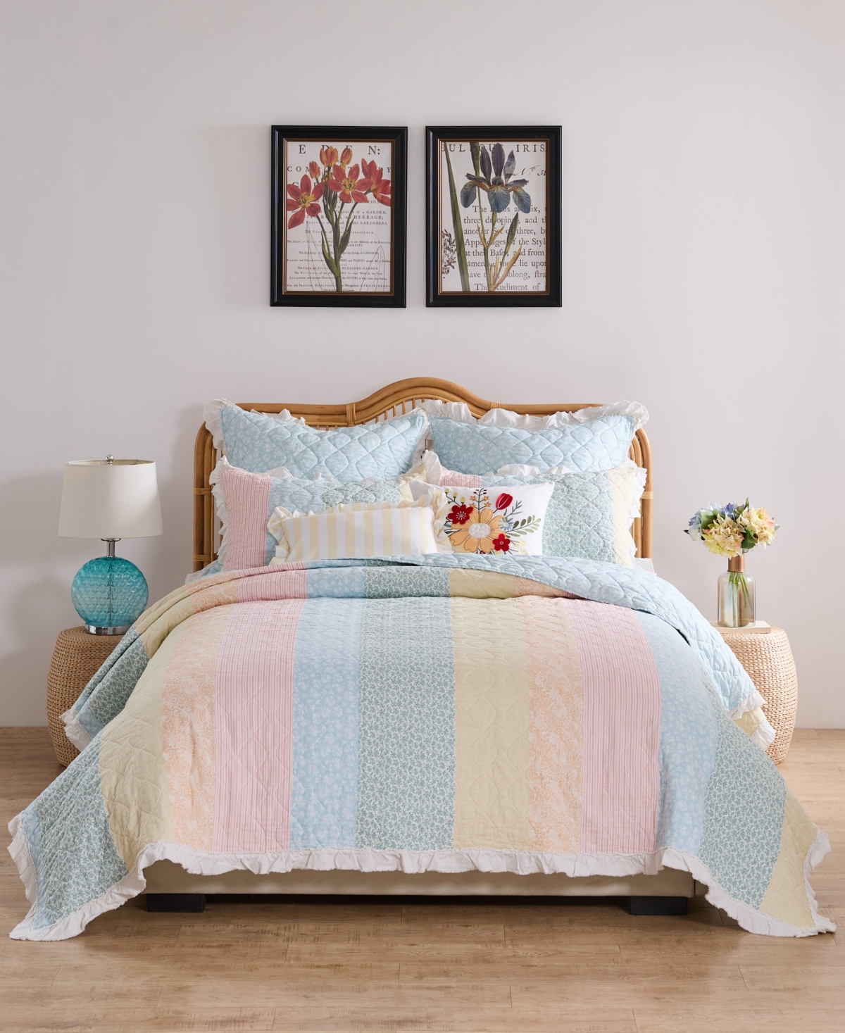 Greenland Home Fashions Ruffled Shabby Chic 3-pc. Quilt Set, King In Pastel