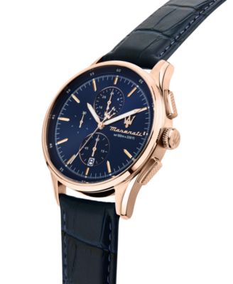 Men's Chronograph Blue Leather Watch, 42mm