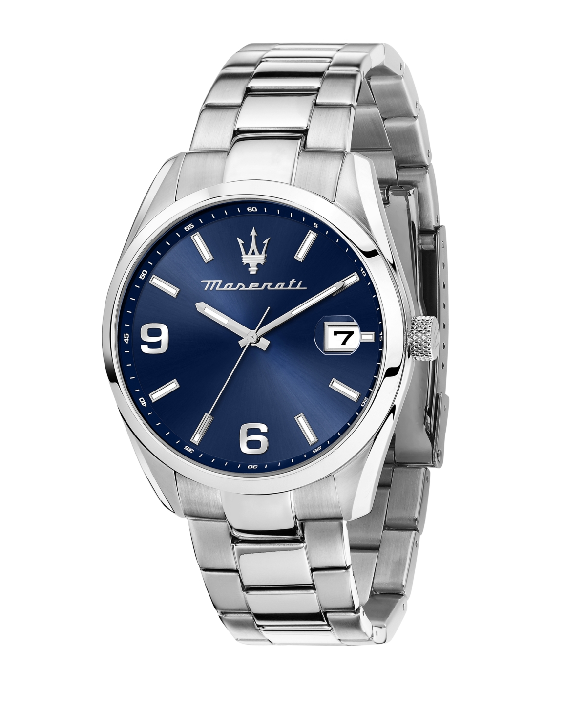 Men's Date Stainless Steel Metal Band Watch, 43mm - Stainless Steel