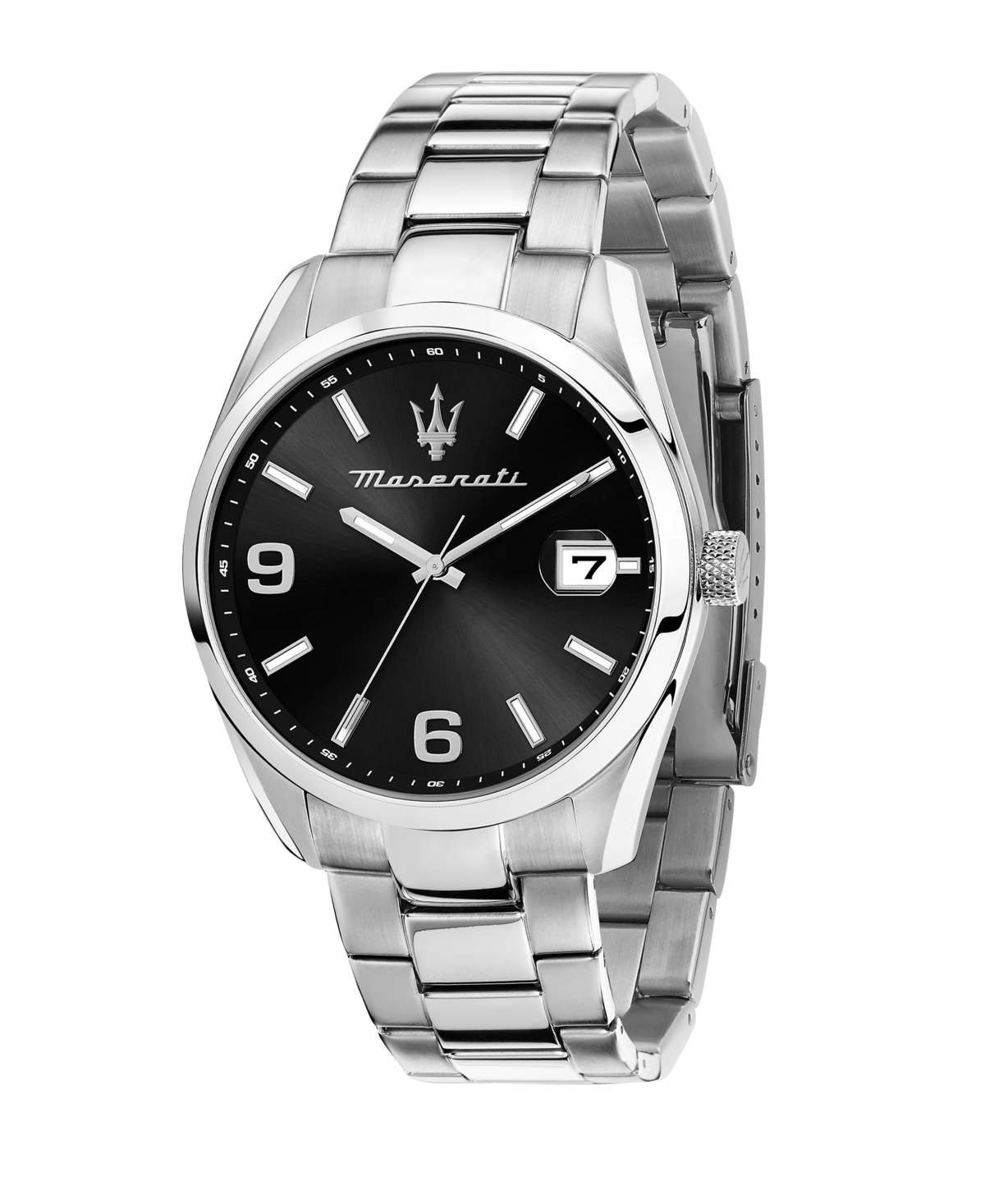 Men's Date Stainless Steel Metal Band Watch, 43mm - Stainless Steel