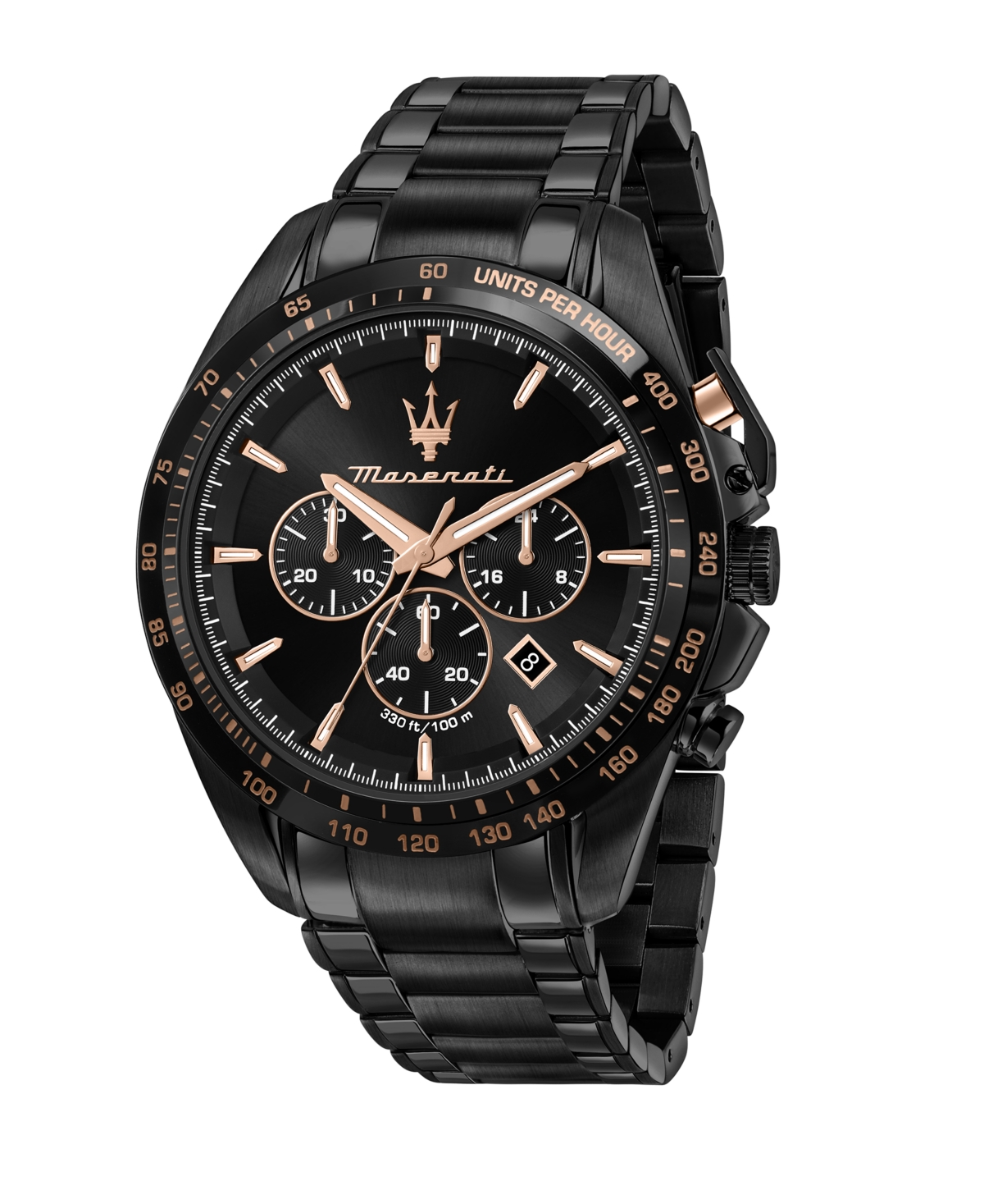 Men's Chronograph Black Metal Band Watch, 45mm - Black