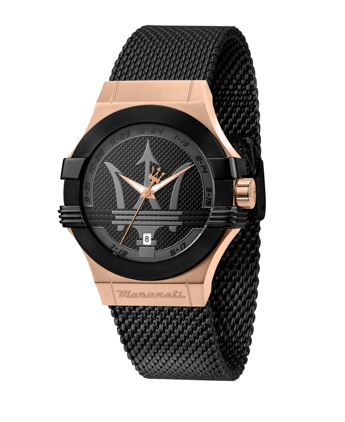 Men's Date Black Metal Band Watch, 42mm - Black