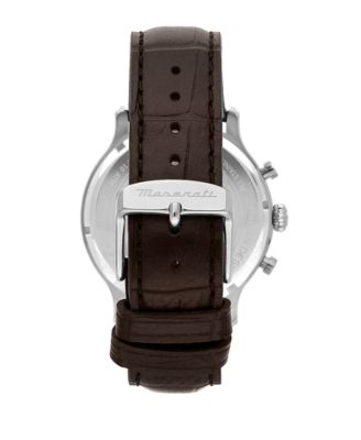 Men's Chronograph Brown Leather Watch, 42mm