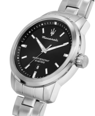 Men's Date Stainless Steel Metal Band Watch, 44mm