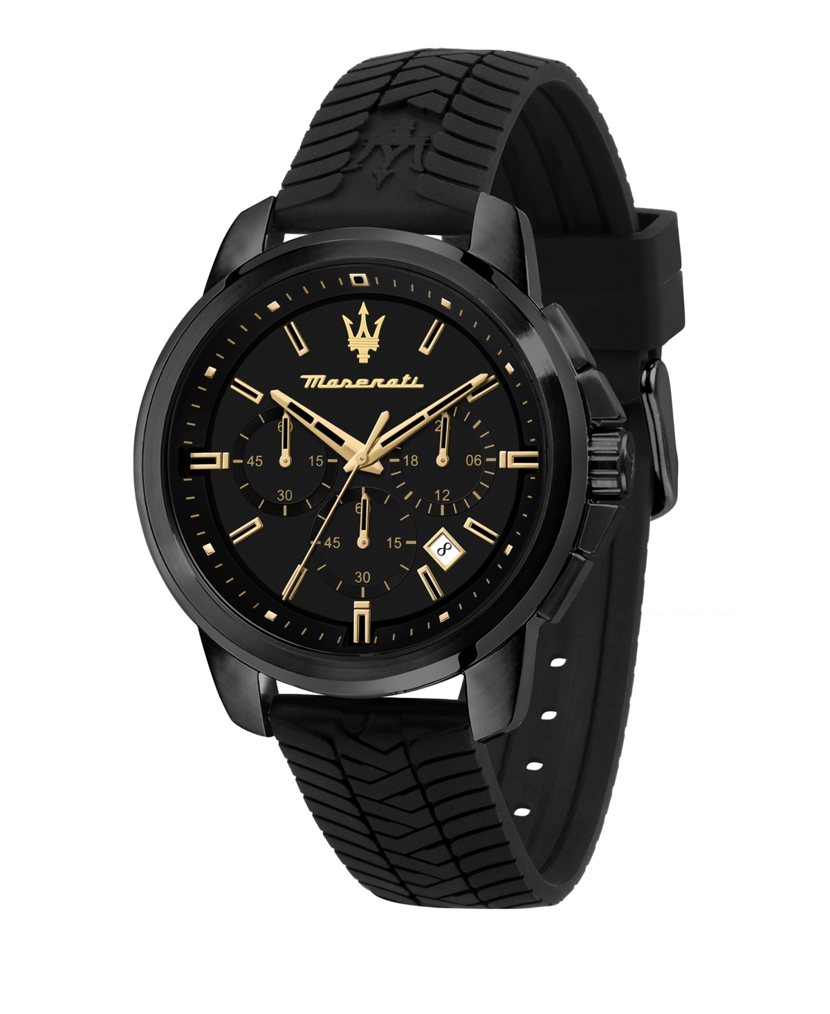 Men's Chronograph Black Silicone Watch, 44mm - Black